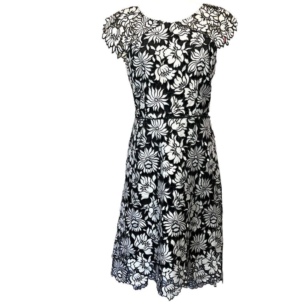 Kay Unger Black and White Hi Lo Hem Dress Ladies Size 10